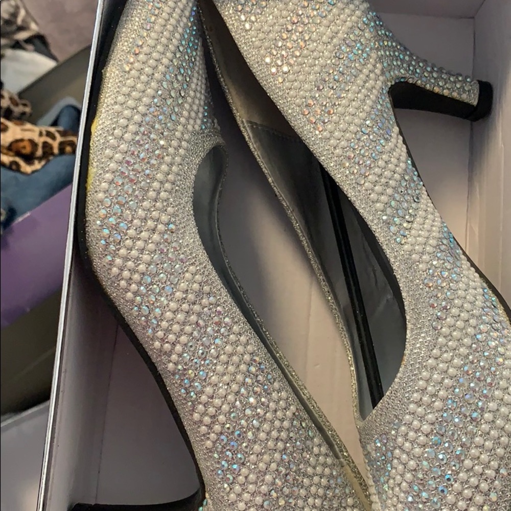 Silver beaded shoes